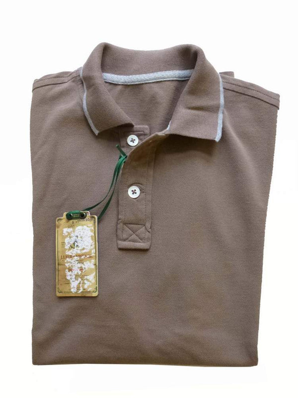 Borrelli Polo Shirt X-Small Cocoa brown Cotton pique