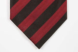 Borrelli Tie: Red with brown stripes, 3.5" wide, silk