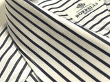 Borrelli Shirt 16.5: White with black stripes spread collar Cotton - slight damage