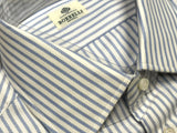 Borrelli Shirt 15 White with Blue Rope Stripes Cotton French Cuffs