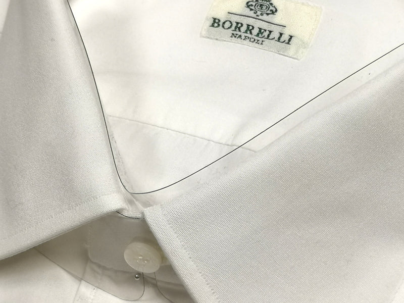 Borrelli Shirt 15.75 White Cotton French Cuffs