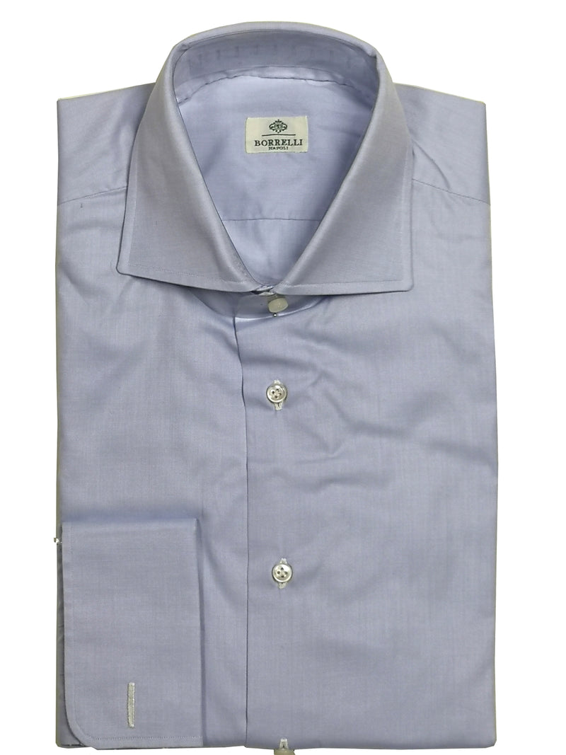 Borrelli Shirt 15 Pale Blue Cotton French Cuffs