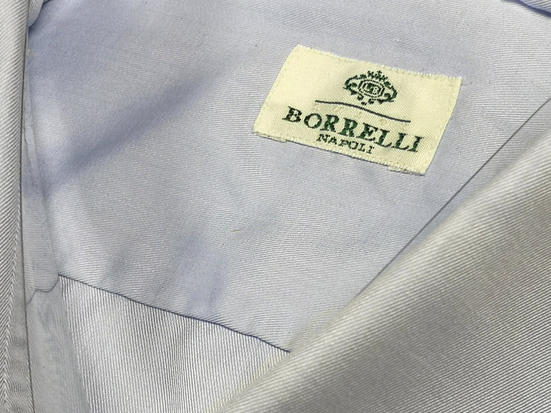 Borrelli Shirt 15 Pale Blue Cotton French Cuffs