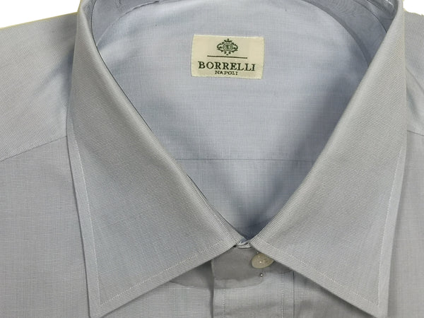Borrelli Shirt 15.75 Blue End on End Cotton French Cuffs