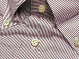 Borrelli Shirt 15.5 Purple/White Stripes Cotton Button Down Collar