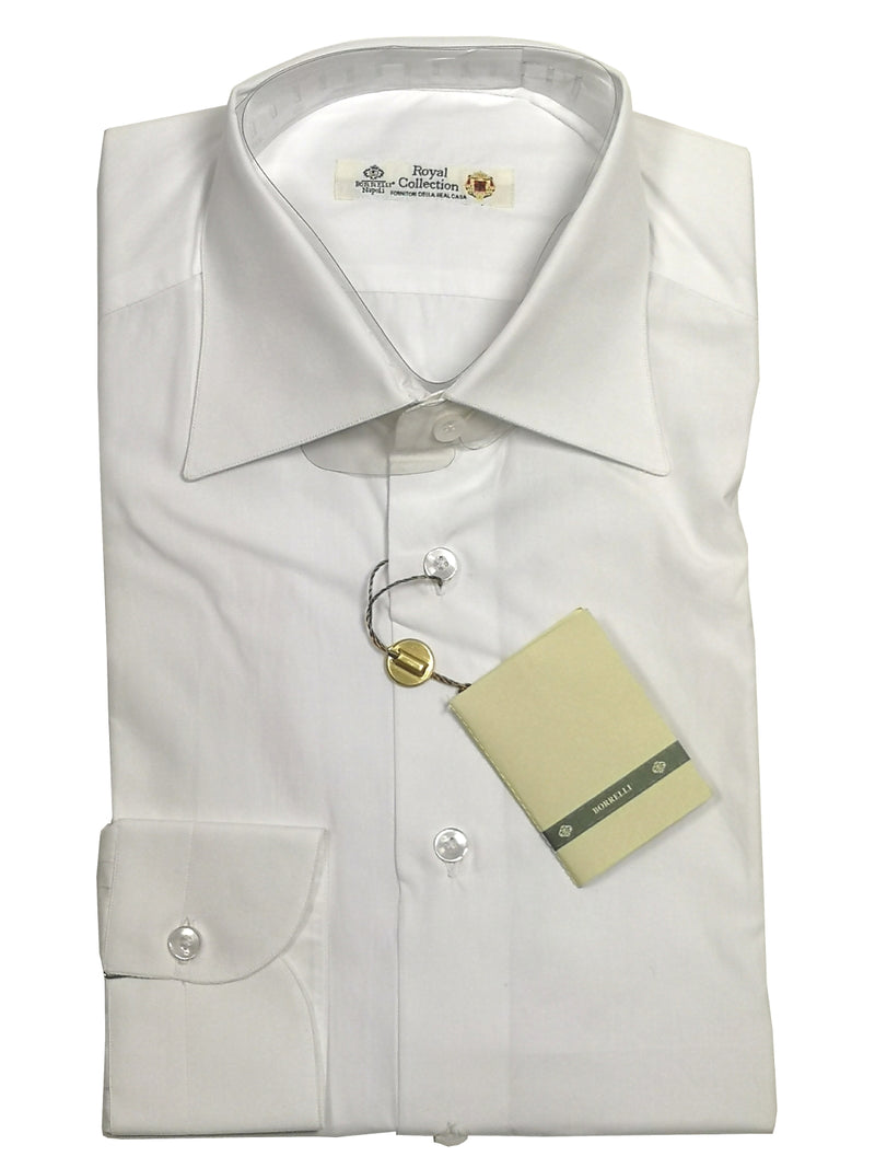 Borrelli Shirt 15 White Cotton Royal Collection