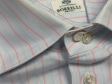 Borrelli Shirt 15.75 Light Blue with Pink Stripes Cotton