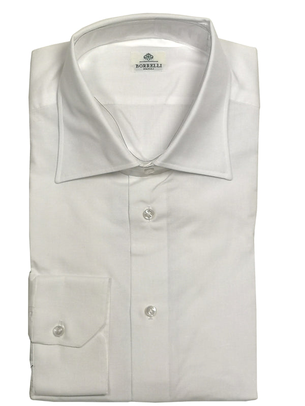 Borrelli Shirt 17.5 White Cotton/Linen