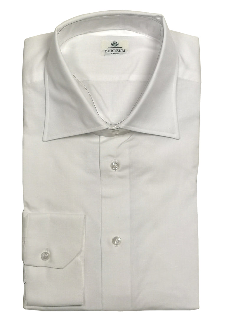Borrelli Shirt 17.5 White Cotton/Linen