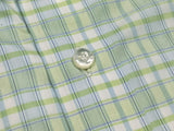 Borrelli Shirt 16.5 Chartreuse Light Blue Plaid Cotton