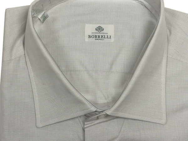 Borrelli Shirt 17: Grey end on end point collar Cotton - slight damage