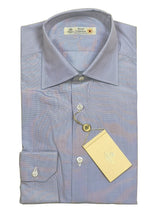 Borrelli Shirt 15 Pale Blue Micro Check Cotton Royal Collection