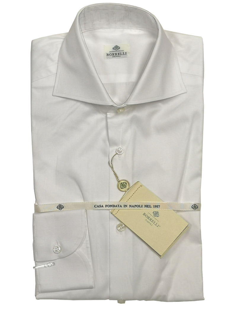 Borrelli Shirt 15: White spread collar Cotton - slight damage