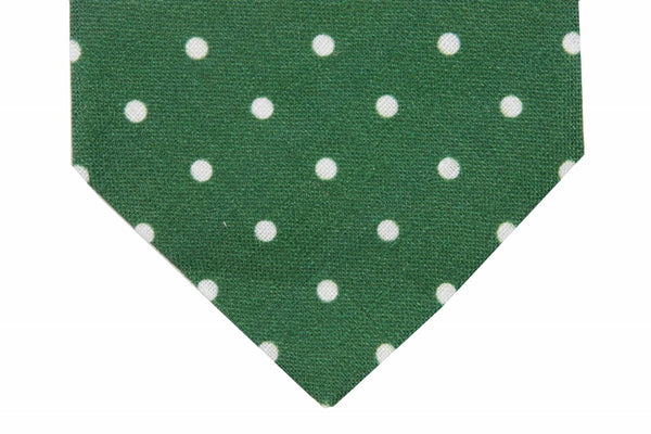 Borrelli Tie: Green with white polkadots, pure silk