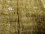 Brioni Sport Shirt M Greenish Yellow Plaid Linen Button Down