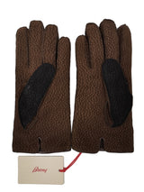 Brioni Gloves SIze 9.5 L, Brown/Black Carpincho leather Cashmere-lined