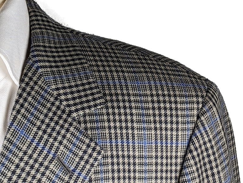 Brioni Sport Coat 46R Grey Glen Plaid 3-Button Pure Cashmere