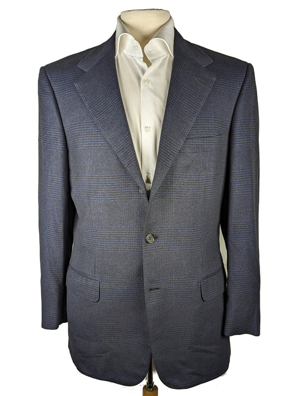 Brioni Sport Coat 40R Navy Plaid 3-Button Silk/Cashmere