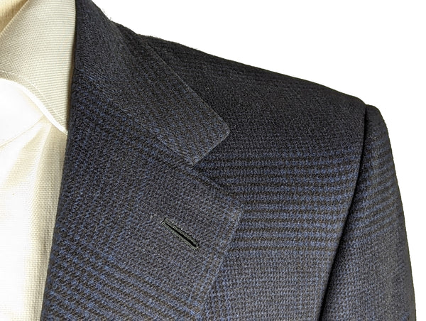 Brioni Sport Coat 40R Navy Plaid 3-Button Silk/Cashmere