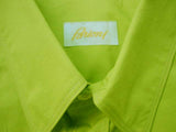 Brioni Sport Shirt L Chartreuse Green Hidden Button Down Collar