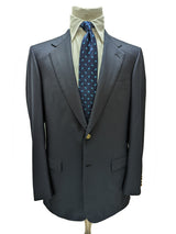 Brioni Blazer 42L Navy Blue Logo Buttons 160's Wool