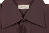 Brioni Sport Shirt L Navy/Brown Textured Micro Stripe