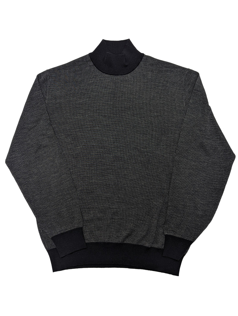 Brioni Sweater XX-Large Navy Weave Mock Neck Wool/Silk