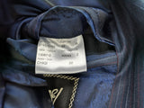 Brioni Suit: 42R Dark blue with subtle white/wine stripes, Chigi 2-button, wool/silk