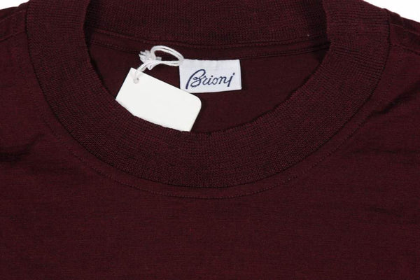 Brioni Sweater: Large SALE!, Burgundy, crewneck, extrafine wool - slightly irregular