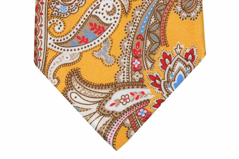 Brioni Tie: Yellow with brown paisleys, pure silk