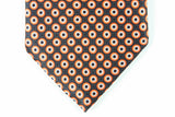 Brioni Tie: Charcoal grey with orange, white and black bullseye dot, pure silk