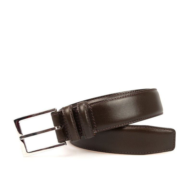 FINAL SALE Carmina Brown leather belt, brown boxcalf, nickel buckle