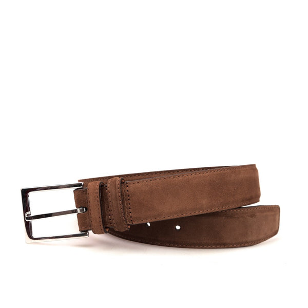 Carmina Suede belt, snuff suede, nickel buckle