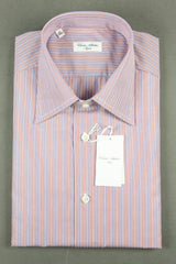 Attolini Shirt: Red white and blue stripe, spread collar, pure cotton