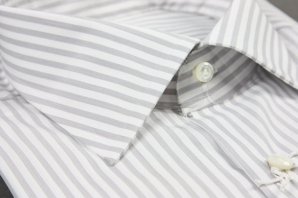 Attolini Shirt: Grey multi stripe, spread collar, pure cotton