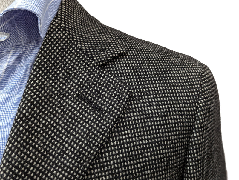 Canali Kei Coat 40R Charcoal Check Wool/Cashmere