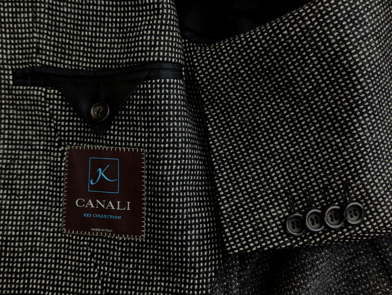 Canali Kei Coat 40R Charcoal Check Wool/Cashmere