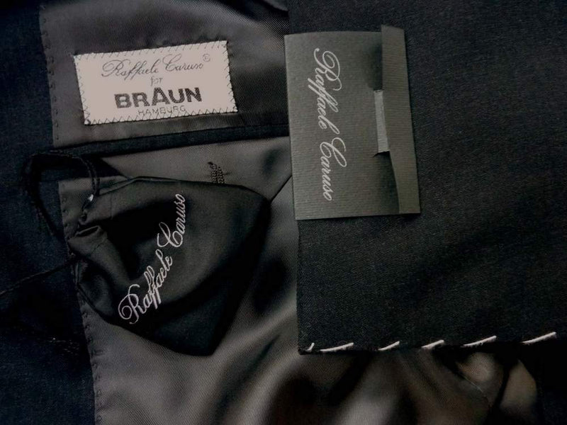 Caruso Suit: 42L, Dark charcoal, Rolling 3 button, super 120s Barberis wool