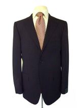 Caruso Suit: 46R, Dark navy blue, Rolling 3 button, super 120s Barberis wool