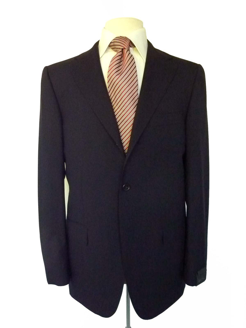 Caruso Suit: 46R, Dark navy blue, Rolling 3 button, super 120s Barberis wool