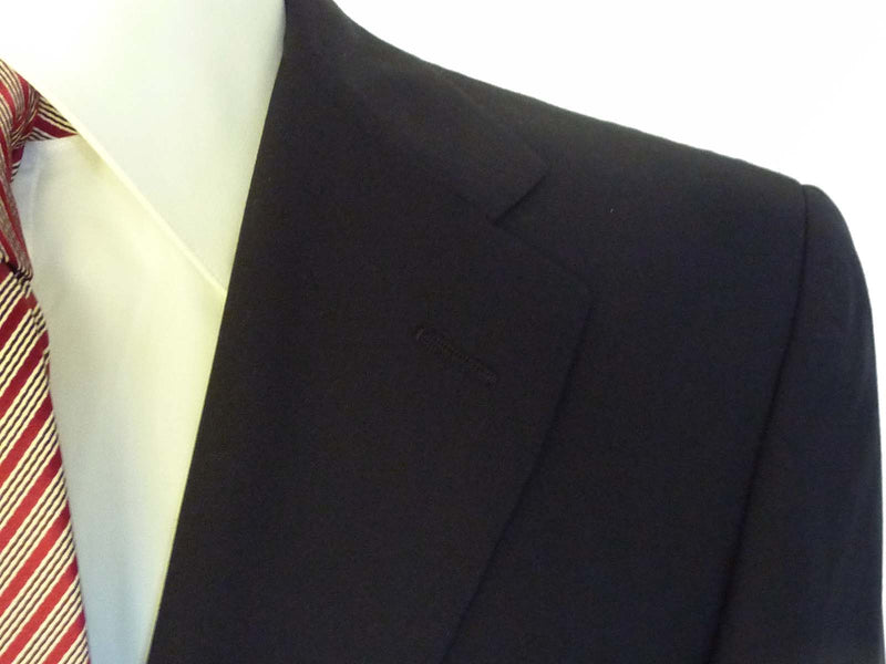 Caruso Suit: 46R, Dark navy blue, Rolling 3 button, super 120s Barberis wool