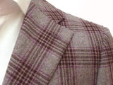 Caruso Sport Coat: 41R/42R, Gray with violet & brown plaid, 3-button, wool