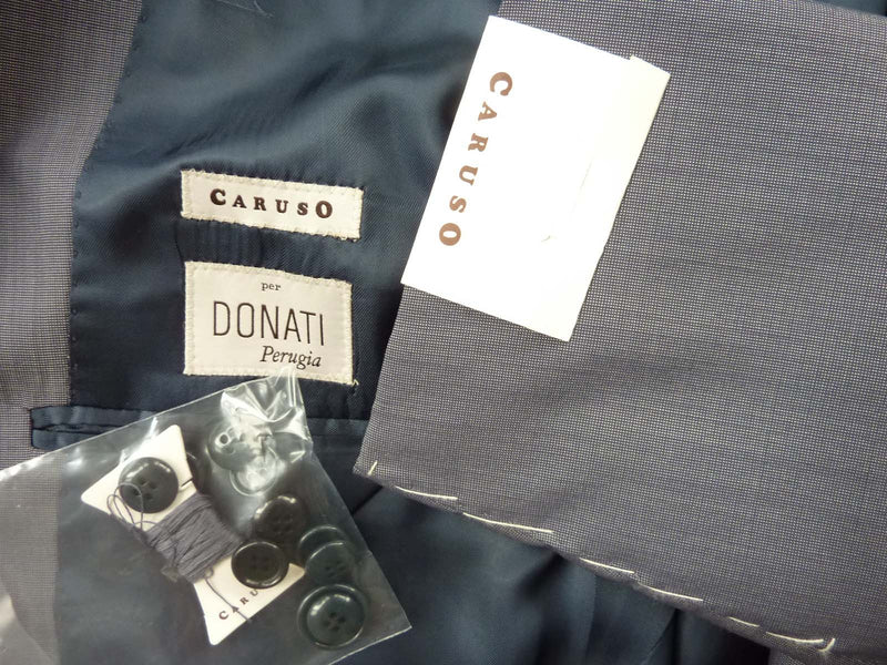 Caruso Suit: 39R/40R, Blue-Grey fil-a-fil Rolling 3 button, 130s wool/silk