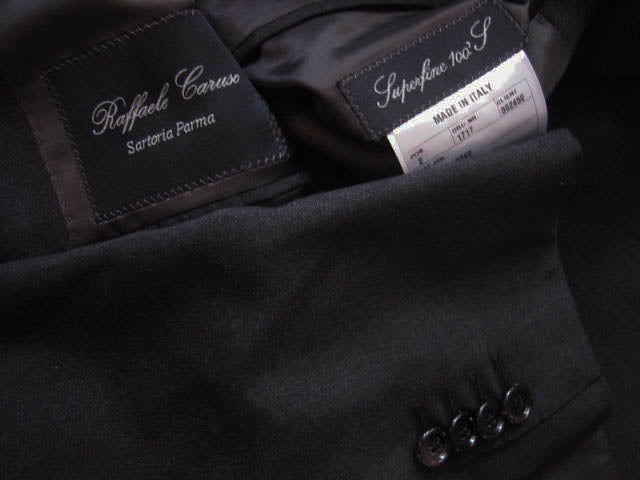 Caruso Suit: 46R, Charcoal gray, 3 button, super 100s wool