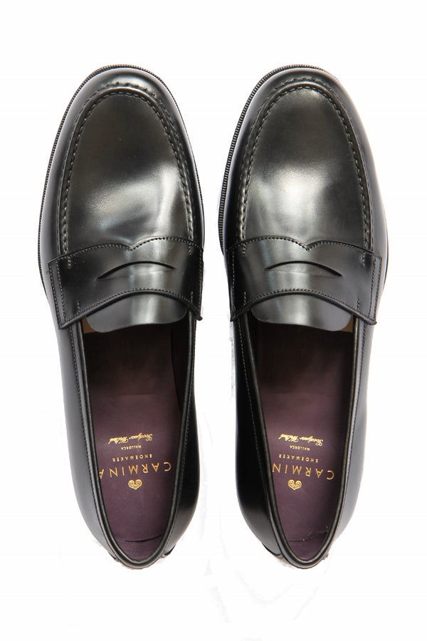 Carmina Shoes Penny loafer, black box calf leather, Pina last