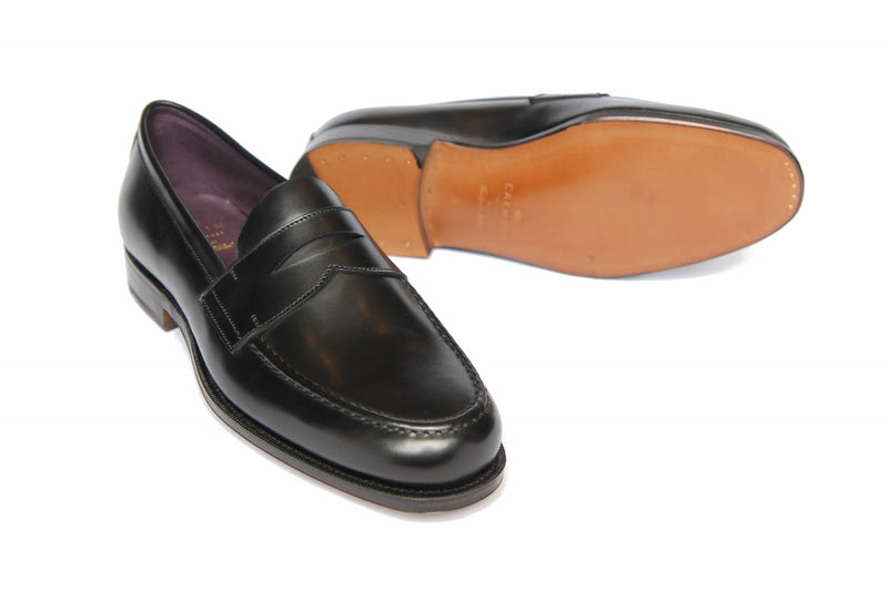 Carmina Shoes Penny loafer, black box calf leather, Pina last