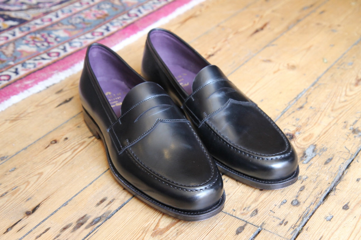 CARMINA ブラックローファーUK8.0 Carmina Shoes Penny loafer, black box calf leather, Pina last