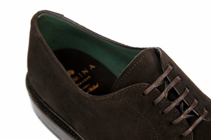 FINAL SALE Carmina Shoes Norwegian split toe, dark brown suede, Forest last
