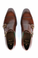 FINAL SALE Carmina Shoes Double monk strap, brown vegano leather, Simpson last