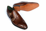 FINAL SALE Carmina Shoes Double monk strap, brown vegano leather, Simpson last